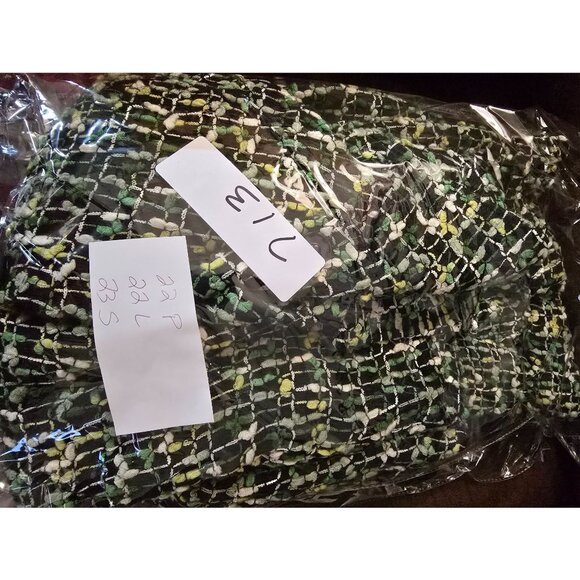 Vintage Green  Yellow Textured Tweed Button-Up Jacket old money elegant classic - Picture 11 of 11